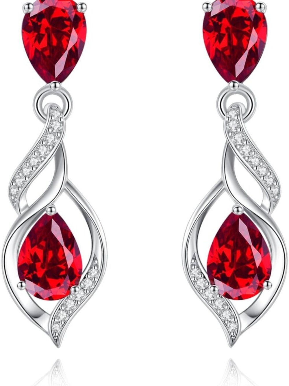 Teardrop Birthstone Earrings for Women - S925 Sterling Silver, Infinity Love